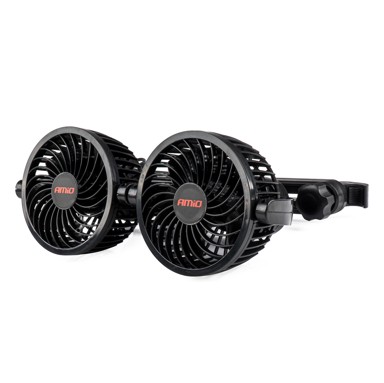 AMIO Ventilator za auto za naslon za glavu s USB punjačem 2x4", 12V